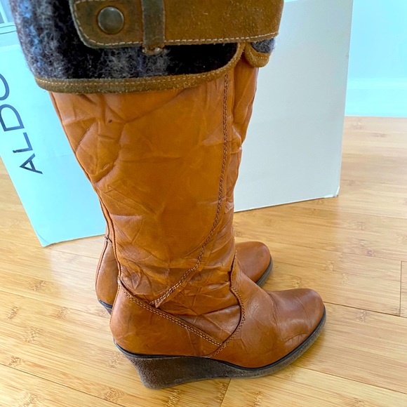 ALDO Hornbeck Fall Winter Boots Cozy Warm Leather Flannel Fleece Sz 6 - Picture 5 of 7